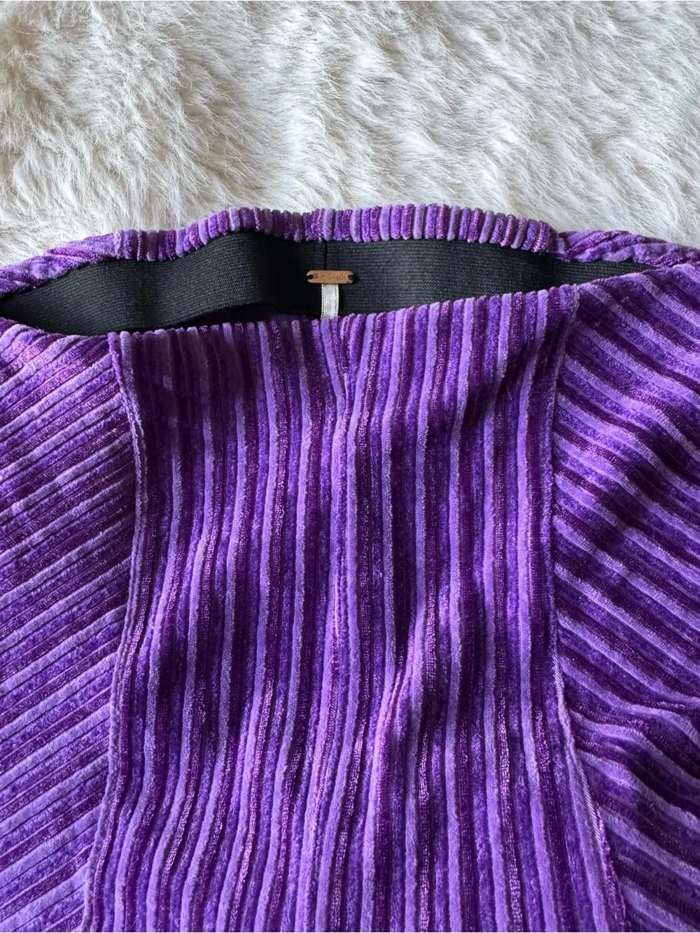 Free People Deep Purple Pleated Wide-Leg Pants